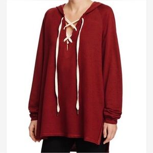 Project Social T Burgundy Lace-Up Hoodie